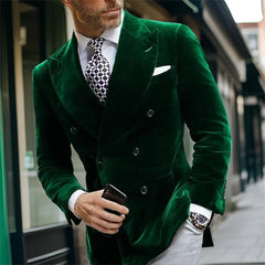 Velvet Double Breasted Blazer for Men Dinner Party