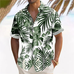 Plant 3D Printed Hawaiian Shirt Men's Leaves Pattern Summer Beach Casual Short Sleeve Lapel Shirts