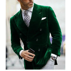 Velvet Double Breasted Blazer for Men Dinner Party