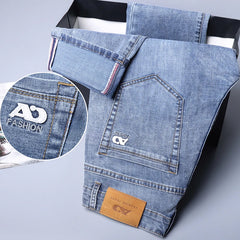 Men's Workwear Jeans Classic Stretch Fabrics Loose Straight-leg Trousers Casual All-match Denim Pants Male