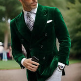 Velvet Double Breasted Blazer for Men Dinner Party