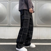 CargMen's Straight Baggy Denim Pants Streetwear Skateboard Pant Neutral Trousers