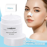 LANBENA Blackhead Remover Peel Off Mask Aloe Vera Extract Oil Control Nose Mask with 60pcs Cleanses for Deep Clean Hydrating