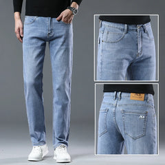 Men's Workwear Jeans Classic Stretch Fabrics Loose Straight-leg Trousers Casual All-match Denim Pants Male