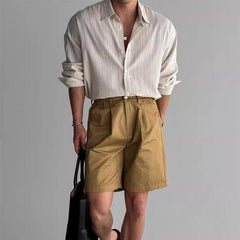 Vintage Mens Striped Printed Shirt Long Sleeve