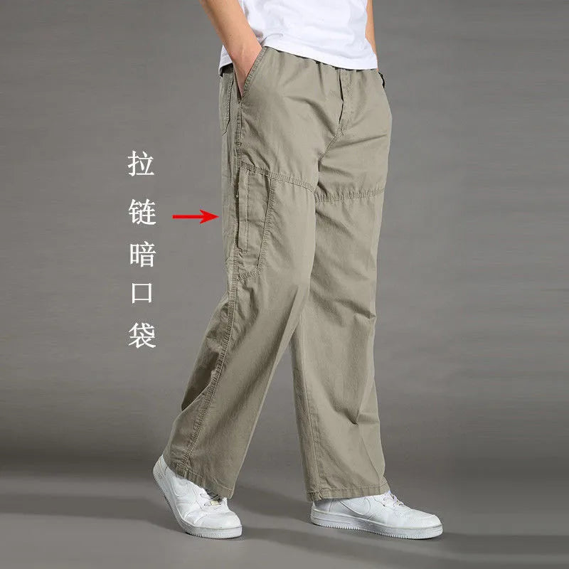 Men's Cargo Pants Cotton Black Work Pants Large Size
