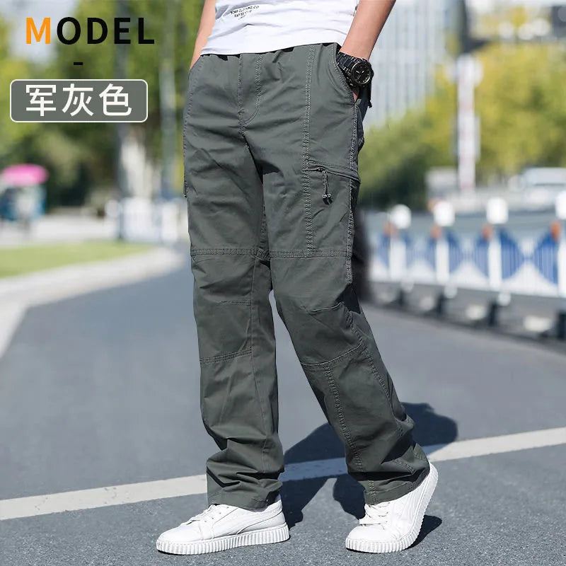 Men's Cargo Pants Cotton Black Work Pants Large Size