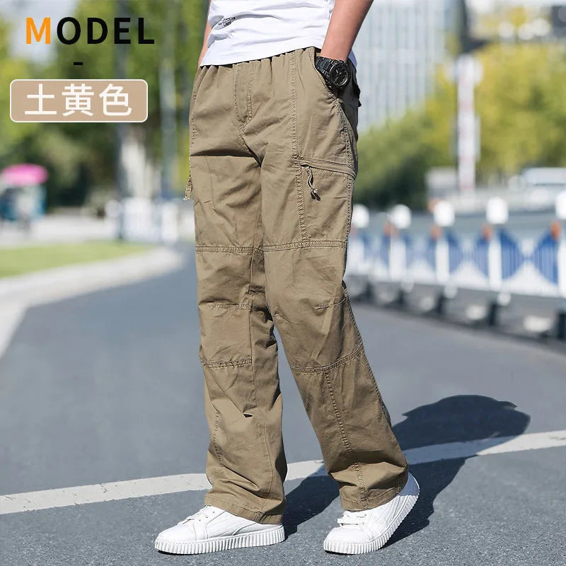 Men's Cargo Pants Cotton Black Work Pants Large Size