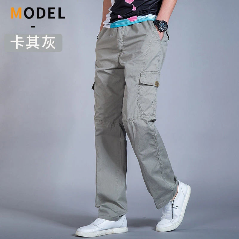 Men's Cargo Pants Cotton Black Work Pants Large Size