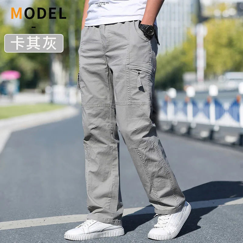 Men's Cargo Pants Cotton Black Work Pants Large Size