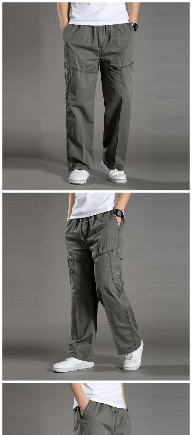 Men's Cargo Pants Cotton Black Work Pants Large Size