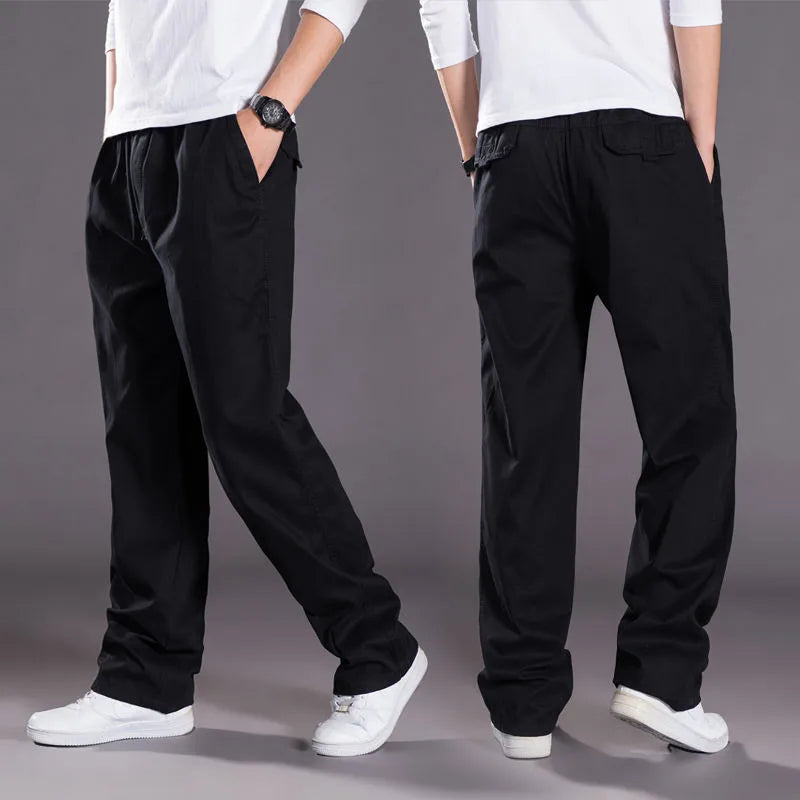 Men's Cargo Pants Cotton Black Work Pants Large Size
