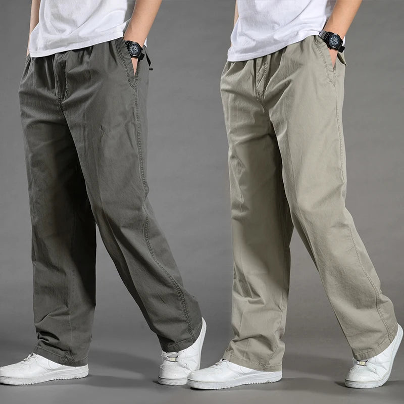 Men's Cargo Pants Cotton Black Work Pants Large Size