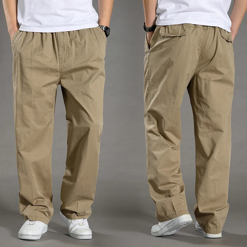 Men's Cargo Pants Cotton Black Work Pants Large Size