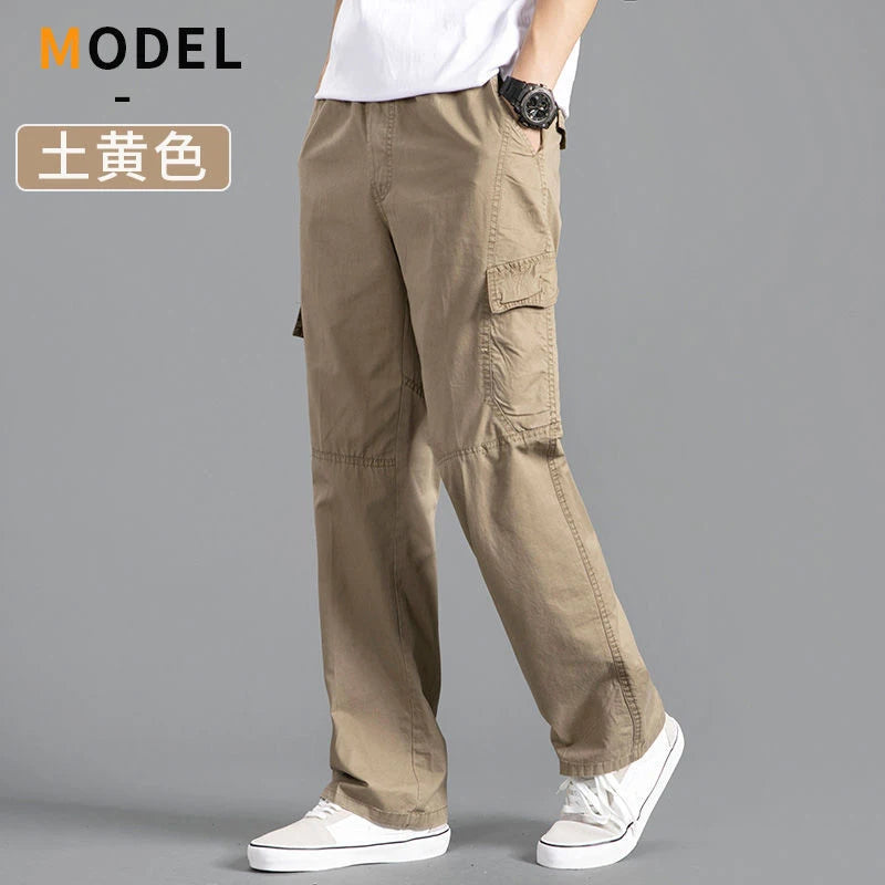 Men's Cargo Pants Cotton Black Work Pants Large Size