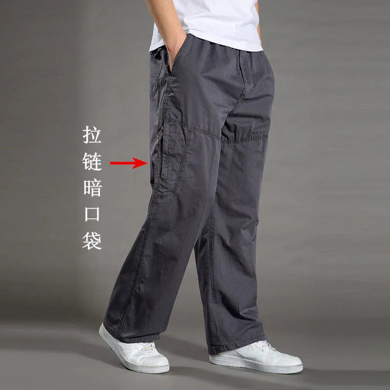 Men's Cargo Pants Cotton Black Work Pants Large Size
