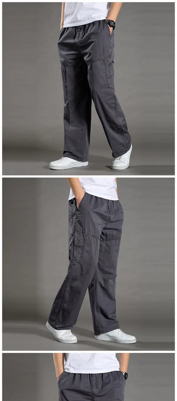 Men's Cargo Pants Cotton Black Work Pants Large Size
