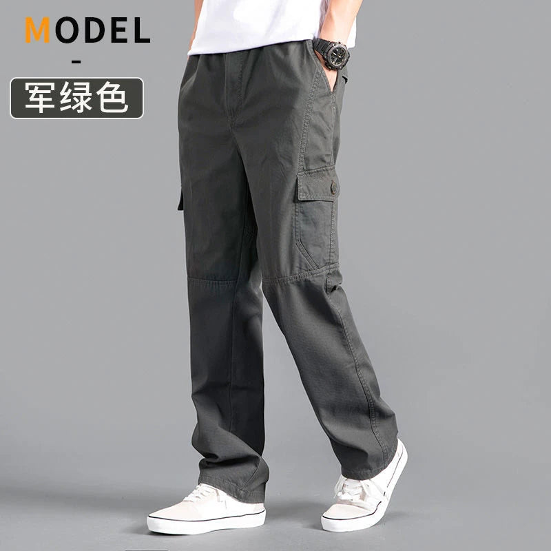 Men's Cargo Pants Cotton Black Work Pants Large Size