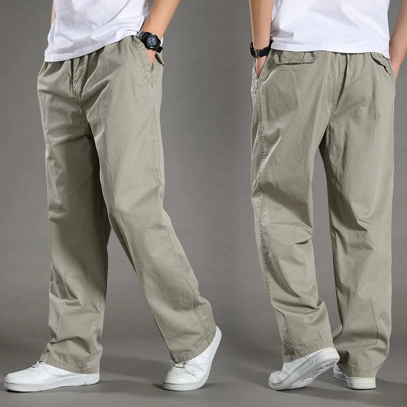 Men's Cargo Pants Cotton Black Work Pants Large Size