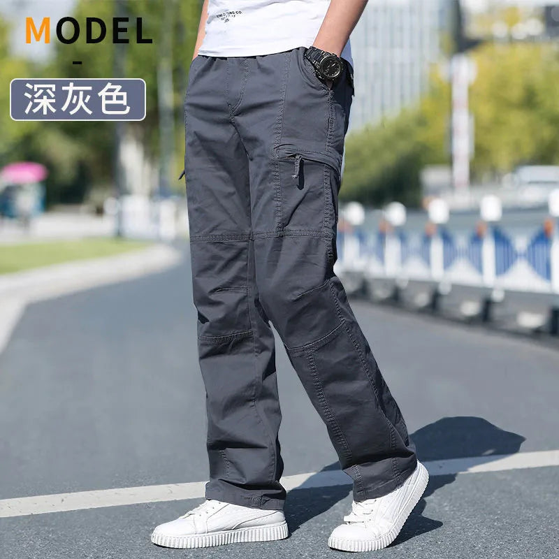 Men's Cargo Pants Cotton Black Work Pants Large Size