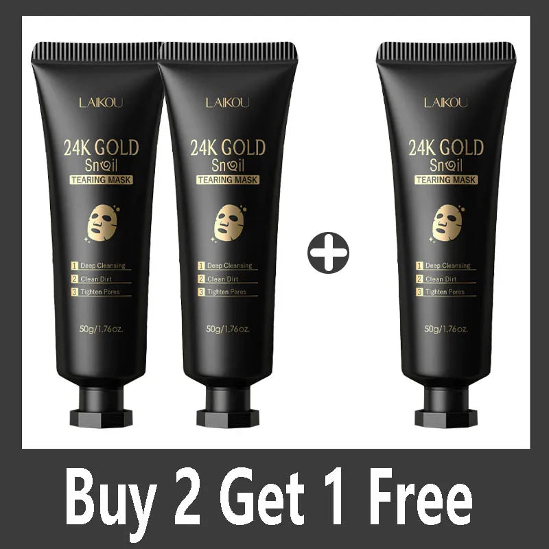 LAIKOU 24K Gold Snail Collagen Peel Off  Tearing Face Mask Deep Cleansing Remove Blackhead Face Care 50g