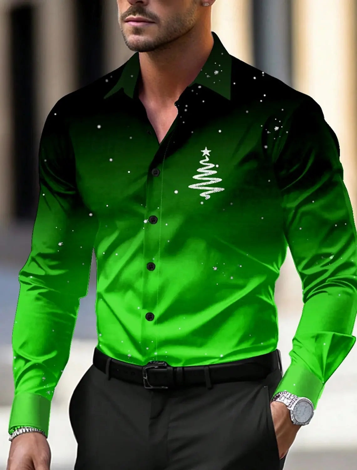 Men's Christmas Trees Logo Printed Shirts