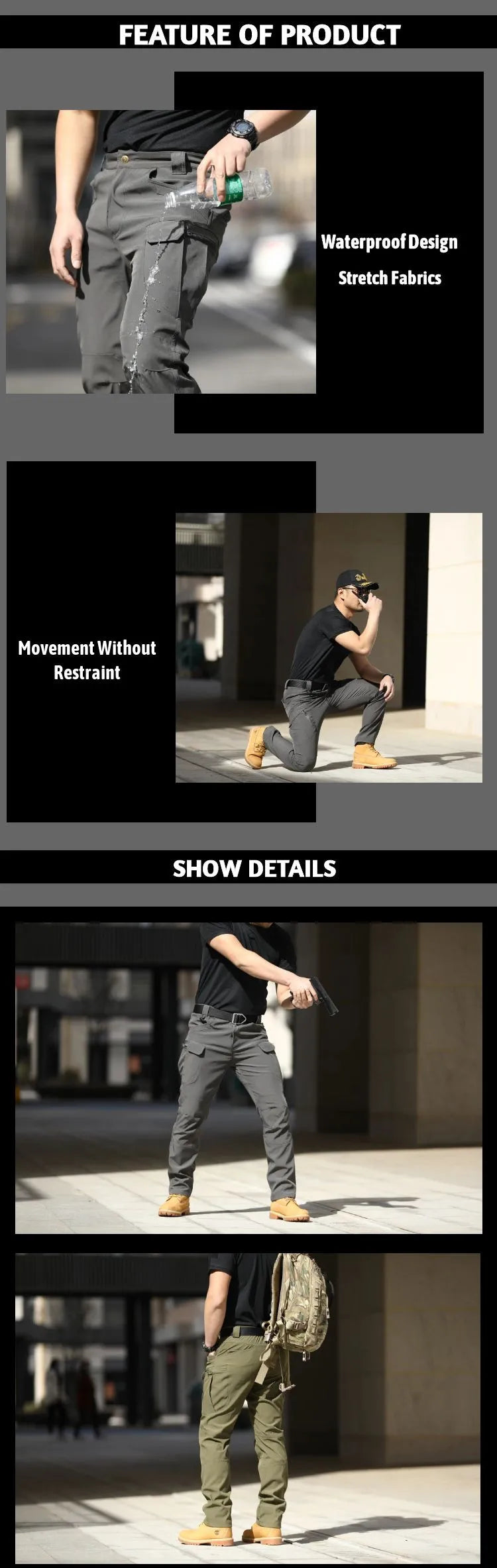 Men Combat SWAT Army Cargo Pants Hiking Camping Outdoor Trousers