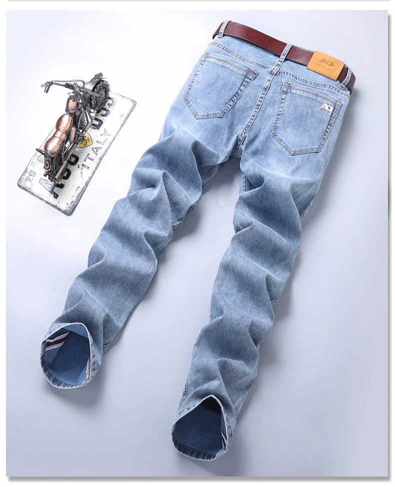 Men's Workwear Jeans Classic Stretch Fabrics Loose Straight-leg Trousers Casual All-match Denim Pants Male