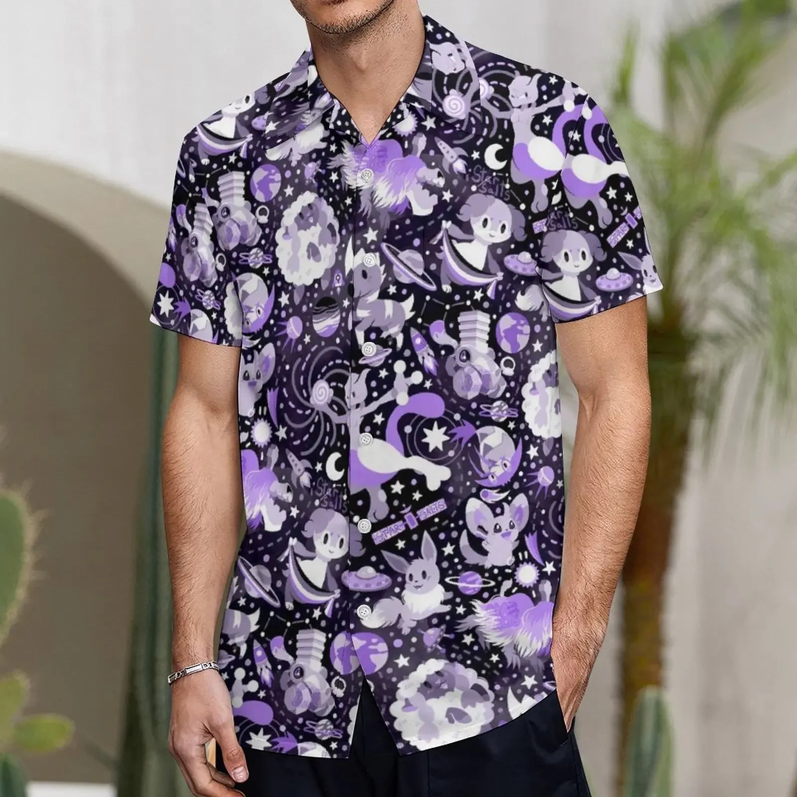 3D Little Sheep Printing Men's Summer Loose Beach Oversize Short-sleeved T-shirt