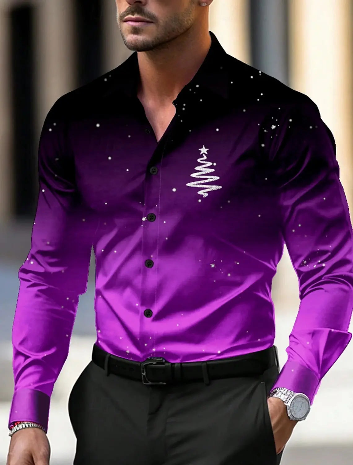 Men's Christmas Trees Logo Printed Shirts