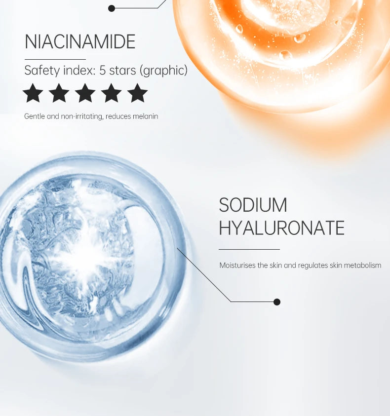 Vitamin C Face Whitening Serum Deep Moisturizing Removal Dark Spots Hyaluronic Acid Essence Anti Aging Facial Serum Skin Care