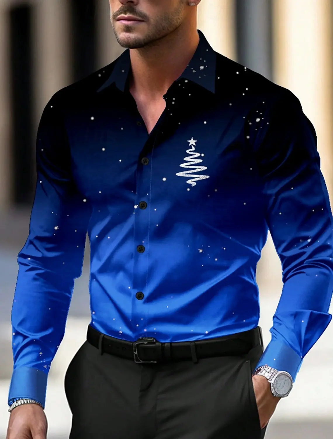 Men's Christmas Trees Logo Printed Shirts
