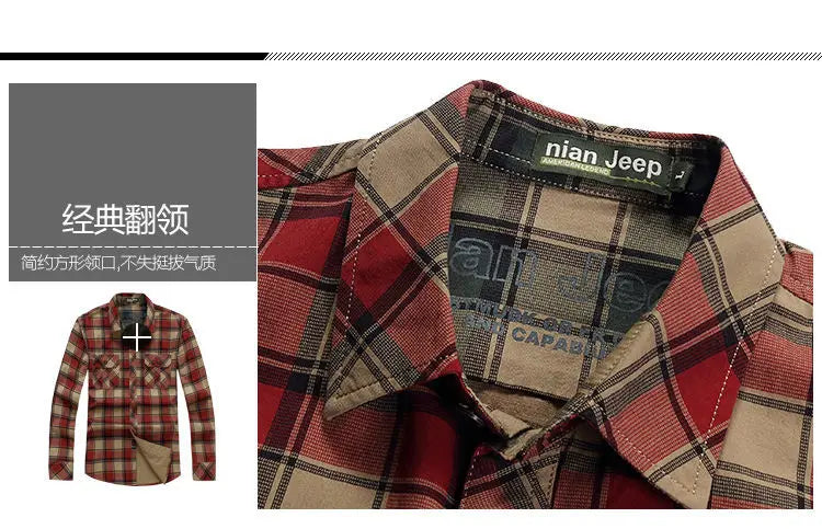 Spring Autumn New Vintage Military Men Cotton Shirt Long Sleeve
