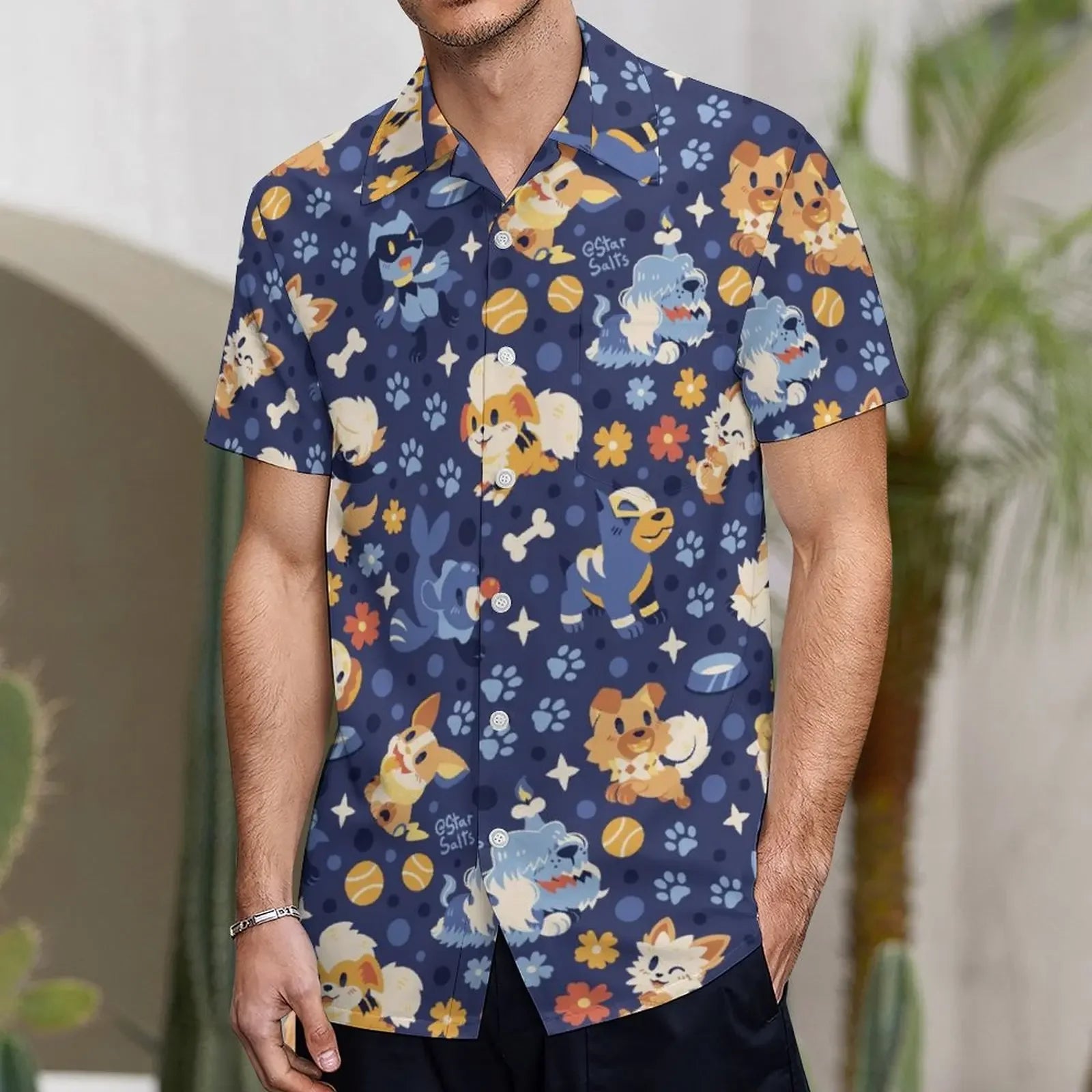 3D Little Sheep Printing Men's Summer Loose Beach Oversize Short-sleeved T-shirt