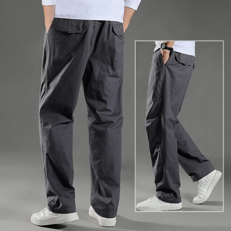 Men's Cargo Pants Cotton Black Work Pants Large Size