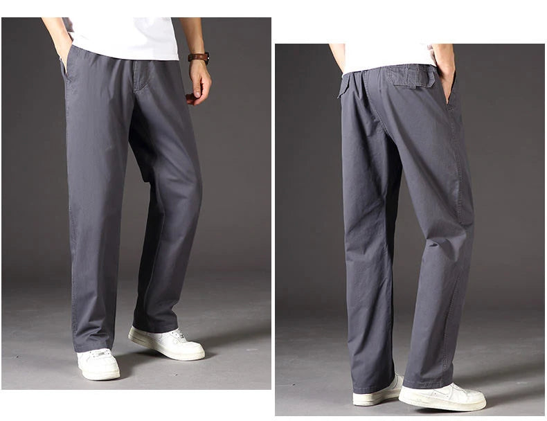 Men's Cargo Pants Cotton Black Work Pants Large Size