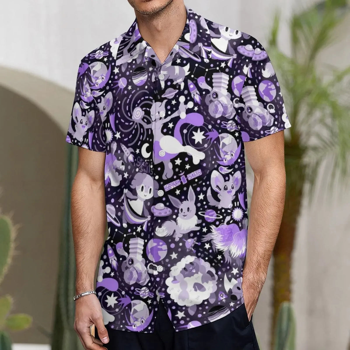 3D Little Sheep Printing Men's Summer Loose Beach Oversize Short-sleeved T-shirt
