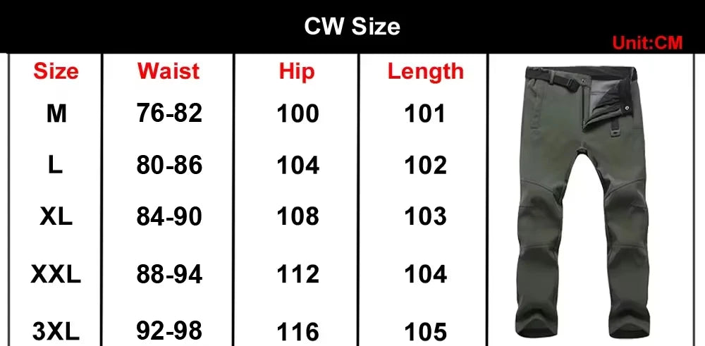 Warm Winter Men Soft Shell Pants Travel Waterproof Outdoor Camping & Hiking Pants