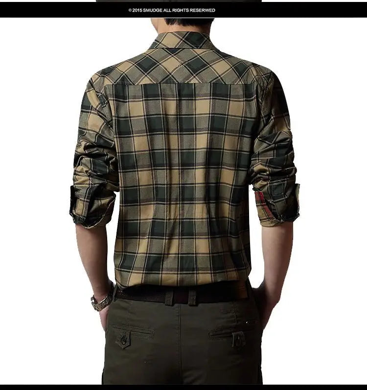 Spring Autumn New Vintage Military Men Cotton Shirt Long Sleeve