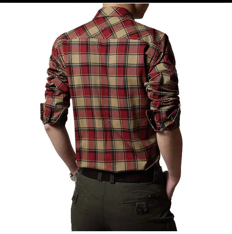 Spring Autumn New Vintage Military Men Cotton Shirt Long Sleeve