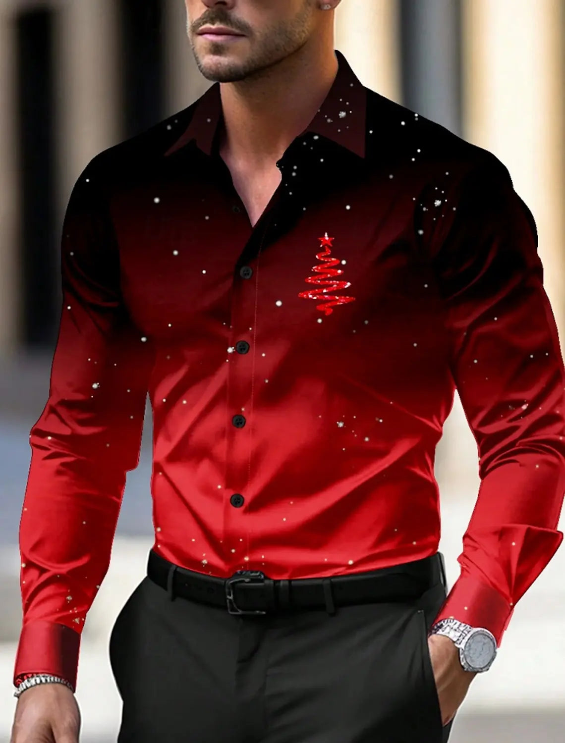 Men's Christmas Trees Logo Printed Shirts