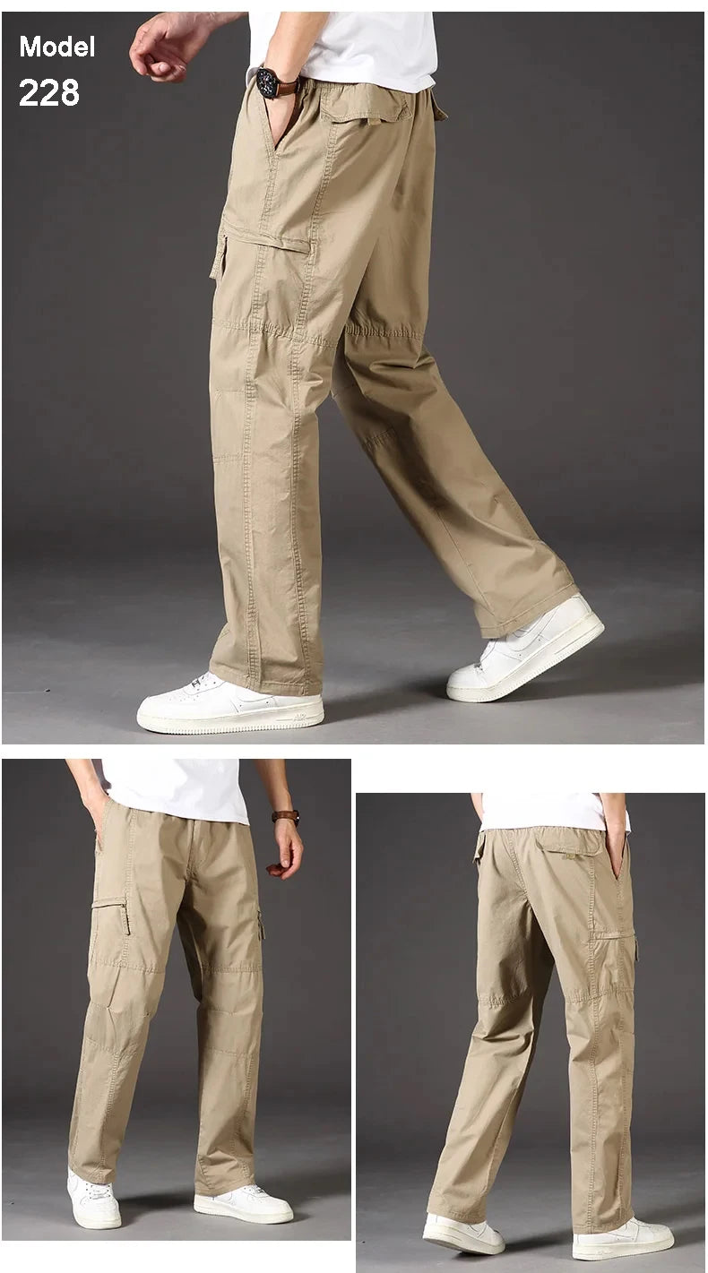 Men's Cargo Pants Cotton Black Work Pants Large Size