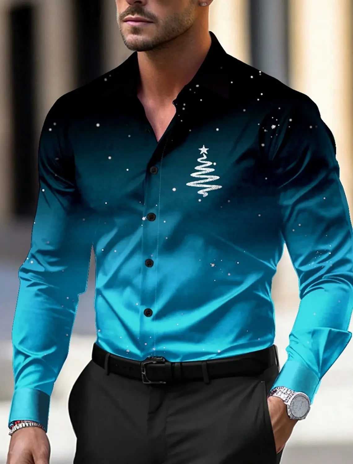 Men's Christmas Trees Logo Printed Shirts