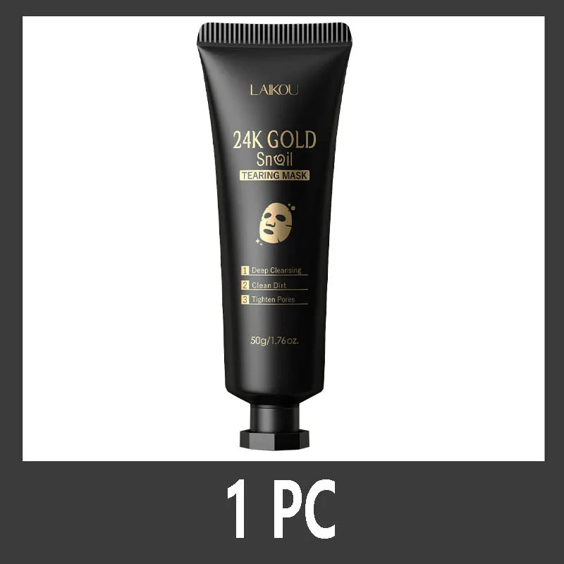 LAIKOU 24K Gold Snail Collagen Peel Off  Tearing Face Mask Deep Cleansing Remove Blackhead Face Care 50g