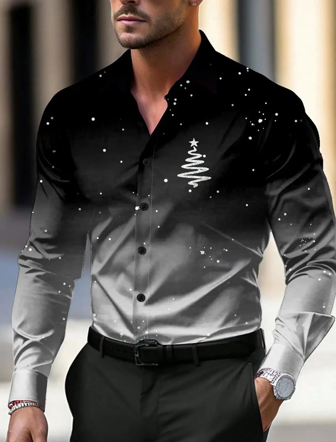 Men's Christmas Trees Logo Printed Shirts